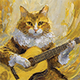 Adobe Firefly image of Cat playing guitar in style of Van Gogh